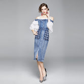 High Street Fashion Strapless Flared Sleeves Denim - FashionByTeresa